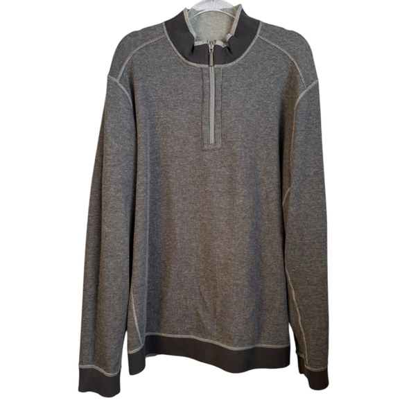 Tommy Bahama 2XLT Gray Sweater Flip Coast Half Zip Reversible Pullover Gray NWT - Picture 3 of 9